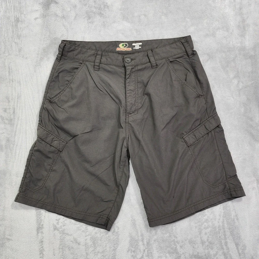 Mossy Oak‎ Shorts Mens 34 Gray Nylon Cargo Lightweight Outdoor Hiking 9 Inseam